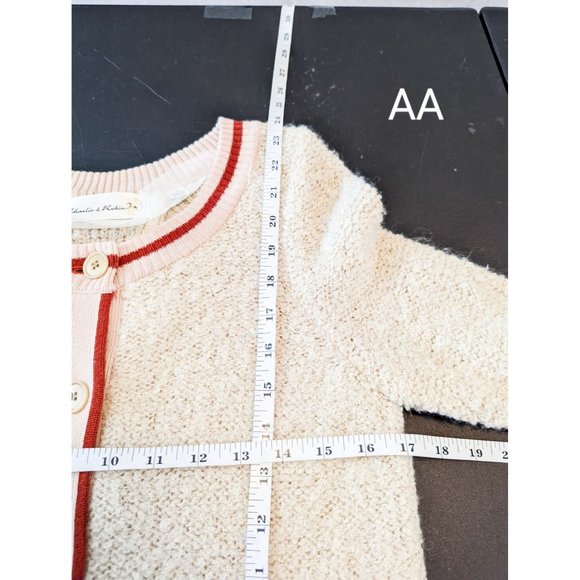 Charlie & Robin Cream Button Front Fuzzy Retro Cardigan Small womens - Picture 6 of 9